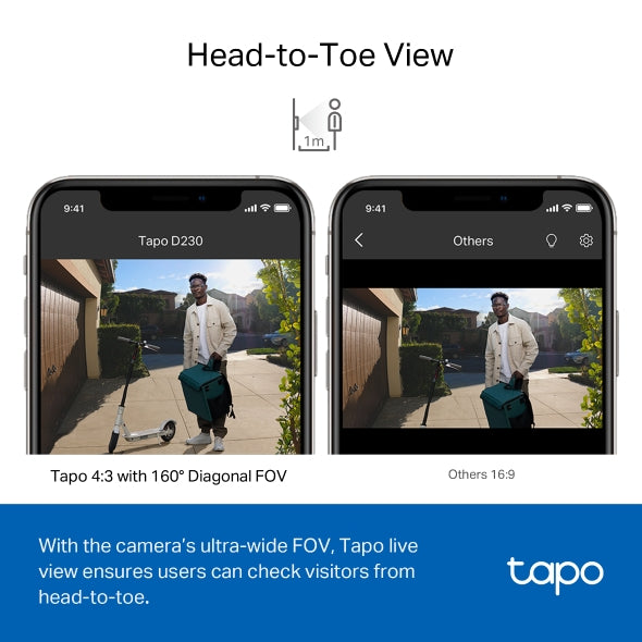 جرس باب فيديو ذكي يعمل بالبطارية من Tapo /D230S1