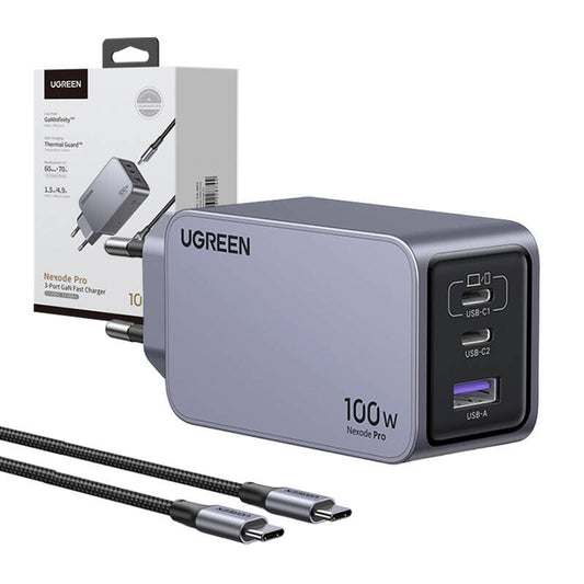 UGREEN Nexode Pro 100W USB C Charger, 3-Port GaN Compact Fast PPS Wall Charger / 25874
