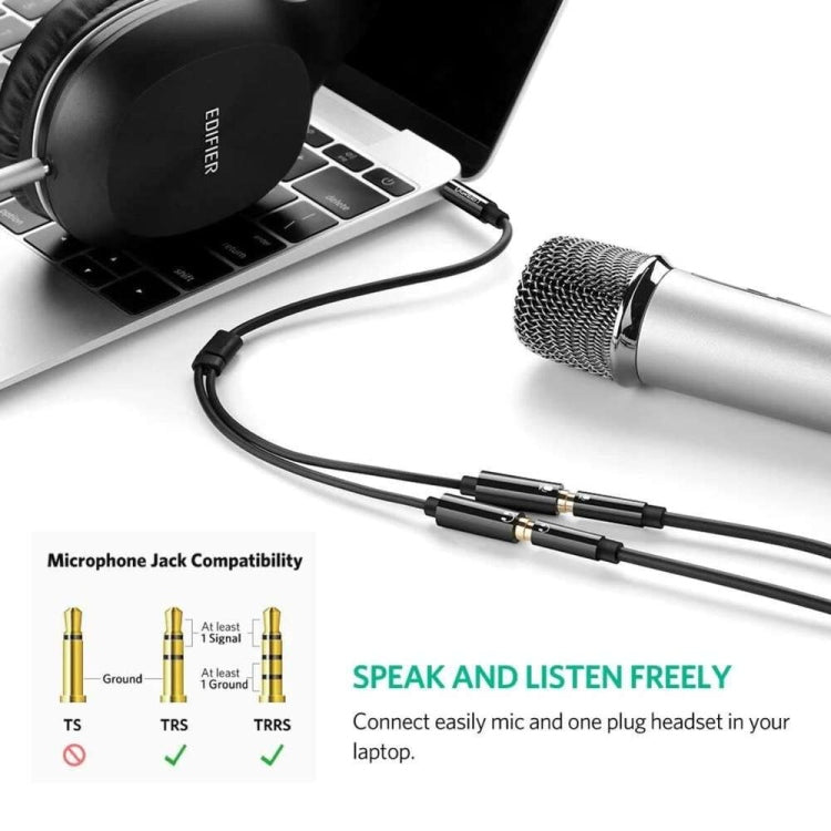 Ugreen 3.5mm Male to 2 Female Audio Cable ABS Case Splitter for Mic / AV141