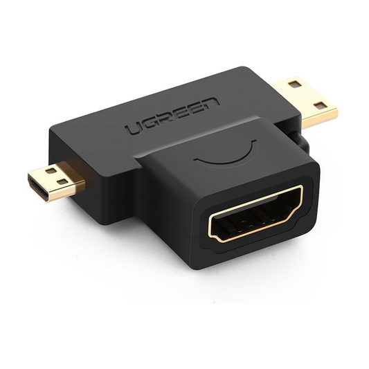 محول UGREEN Micro HDMI + Mini HDMI ذكر إلى HDMI أنثى / 20144