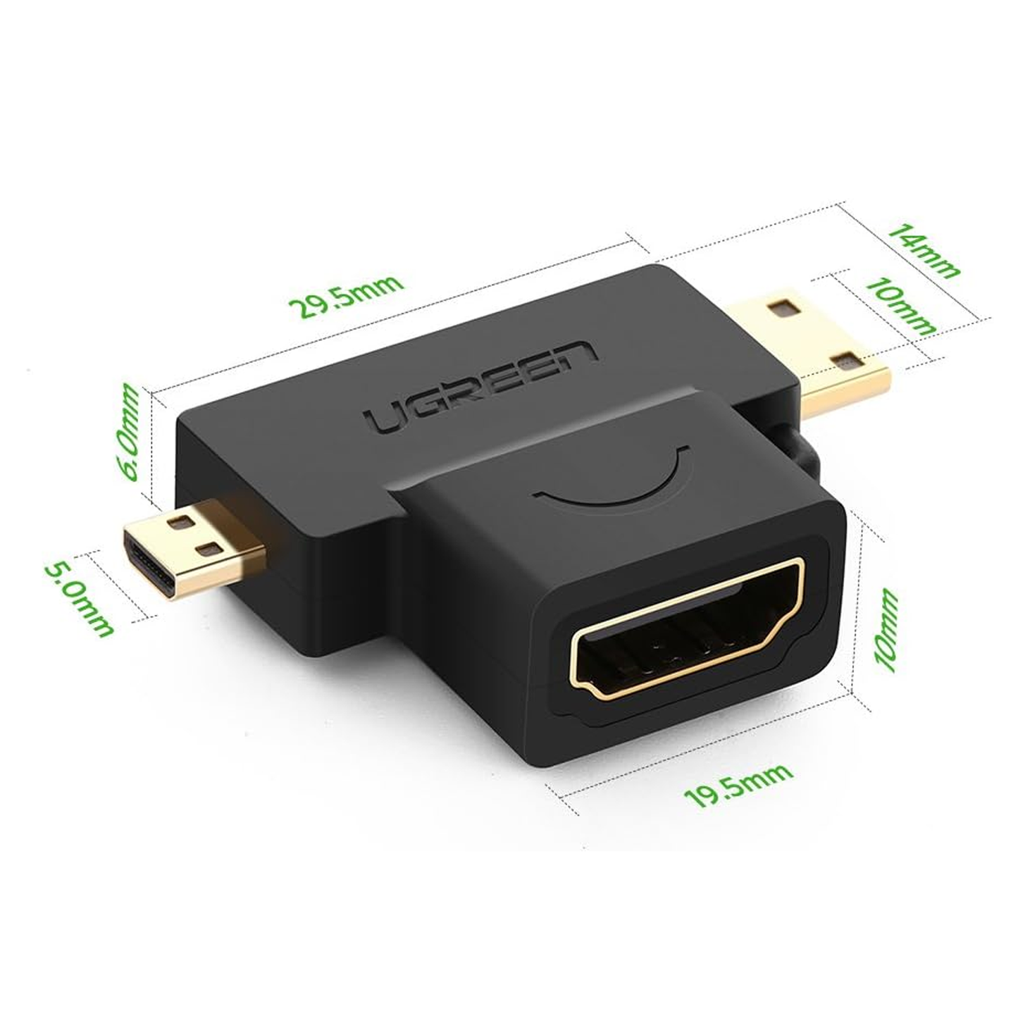 محول UGREEN Micro HDMI + Mini HDMI ذكر إلى HDMI أنثى / 20144