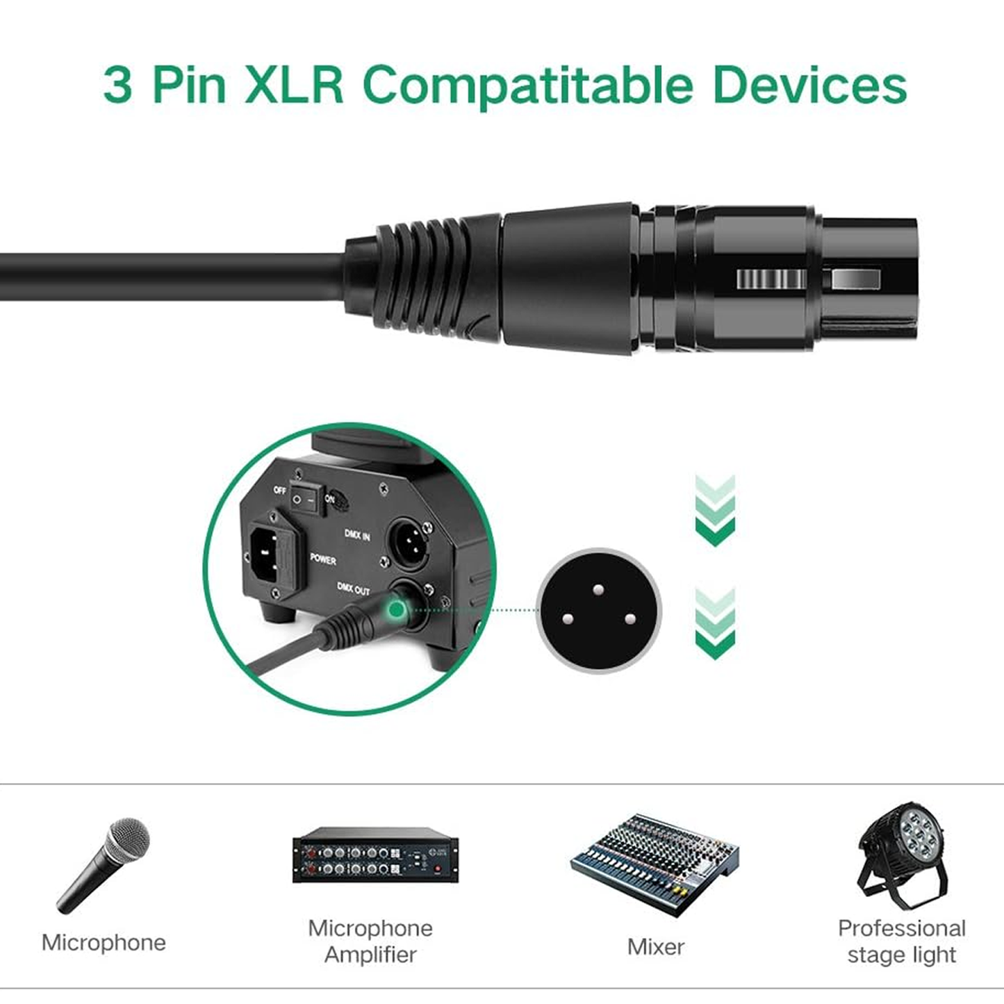 Ugreen Audio Cable XLR Microphone Cable (Female) - 6.35mm Jack (Male) Black/ AV131