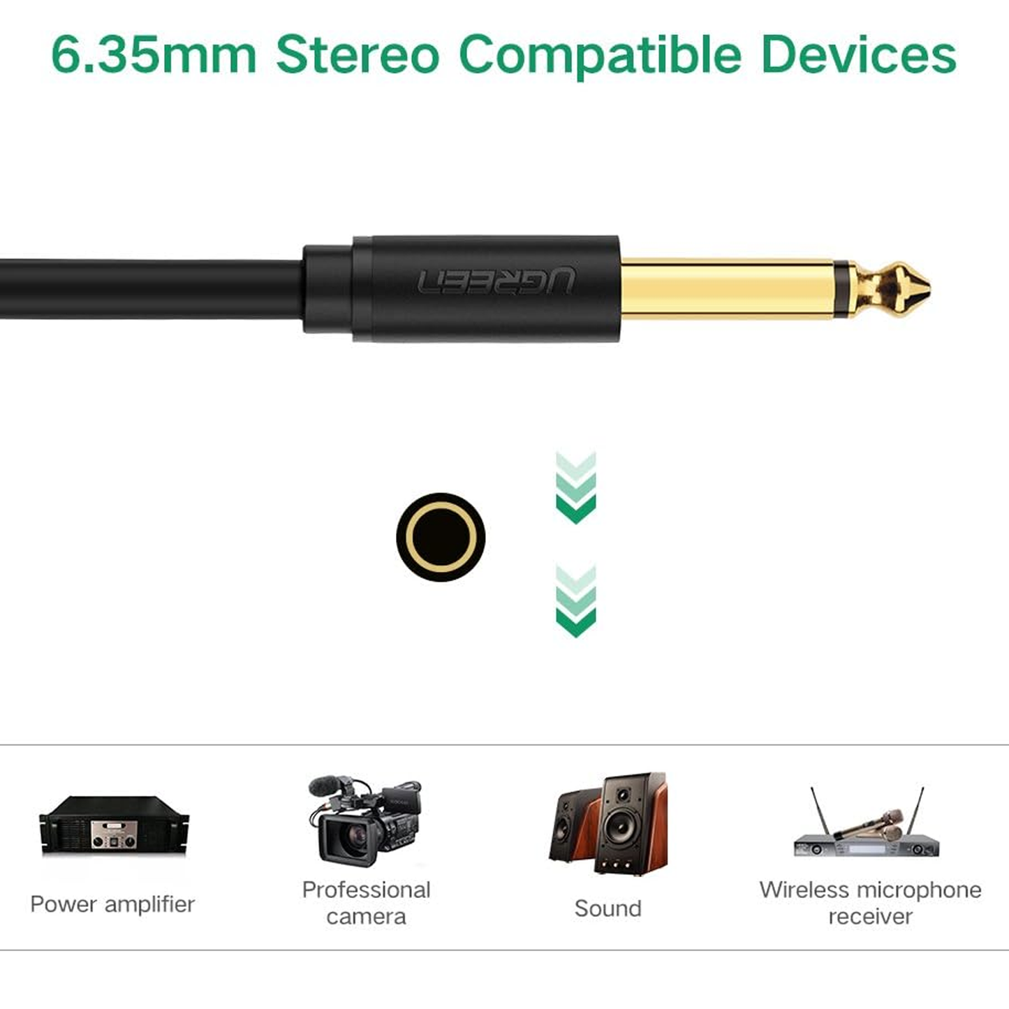 Ugreen Audio Cable XLR Microphone Cable (Female) - 6.35mm Jack (Male) Black/ AV131