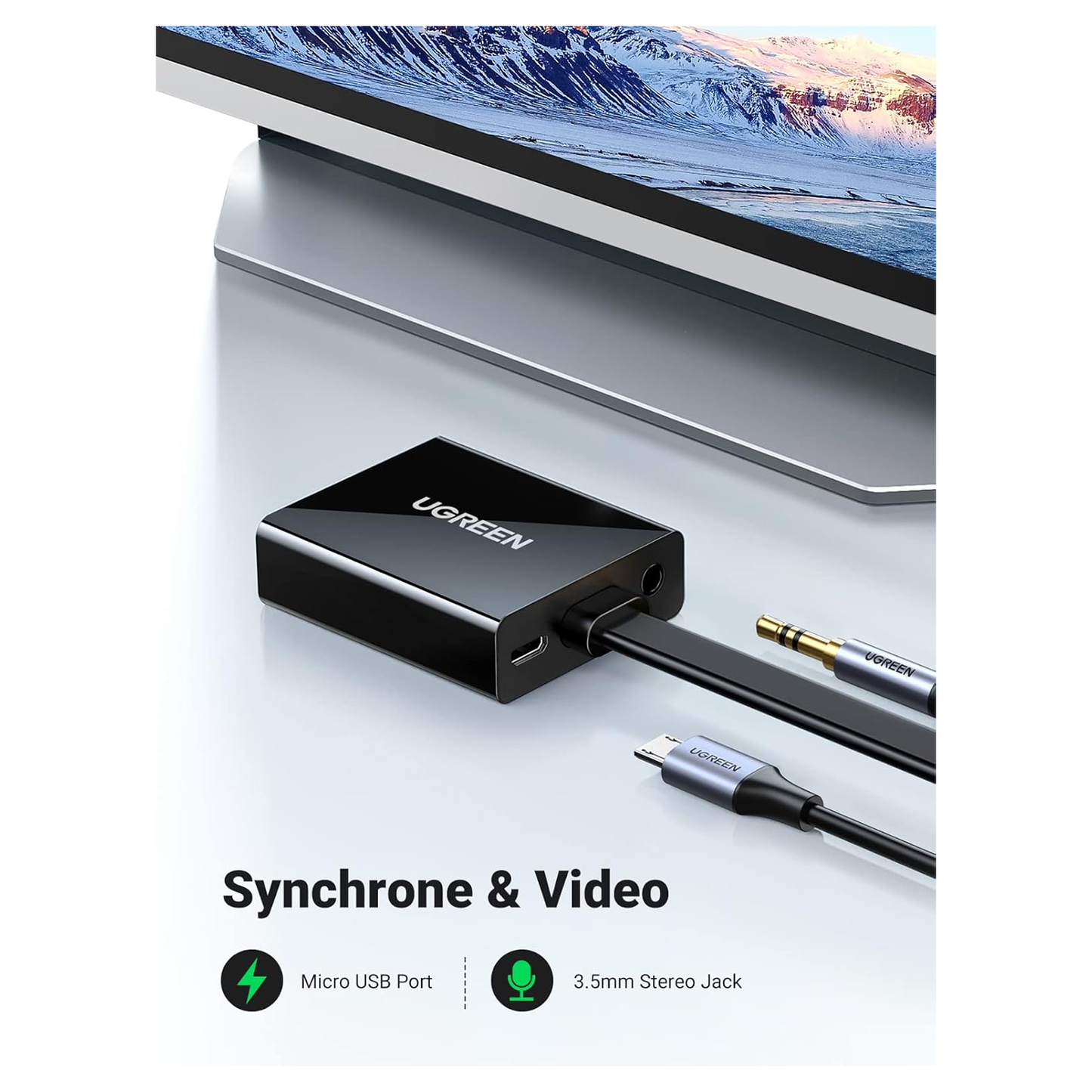 محول UGREEN HDMI إلى VGA 25 سم (أسود) / 40248