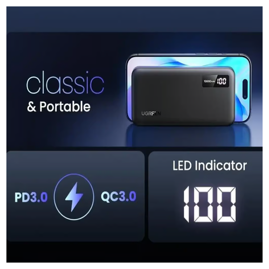 يوجرين - بطارية جوال 10000 مللي أمبير 2 اتجاه شحن سريع 20 واط / 25742