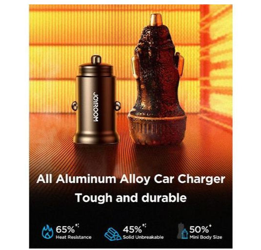 JoyRoom 30W USB A + USB C mini Metal Car Charger JR-CCN05