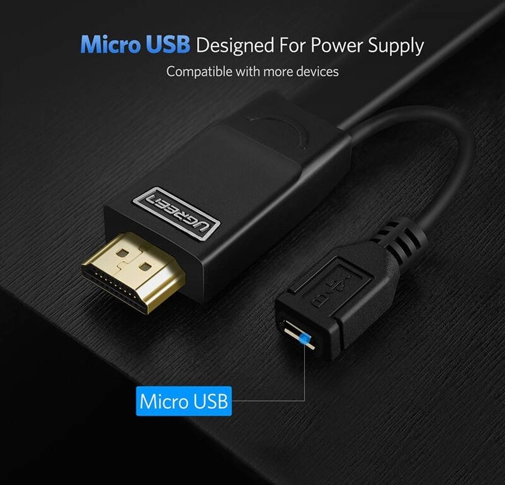 كابل محول HDMI إلى VGA من UGREEN بطول 1.5 متر (أسود) / 30449