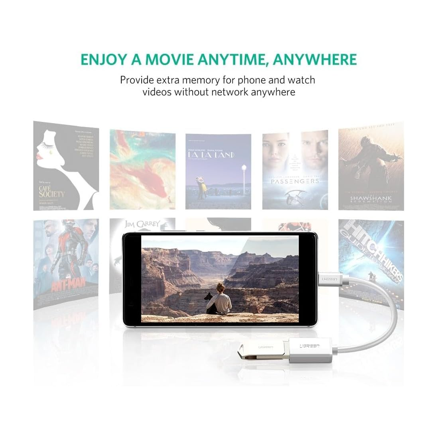 UGREEN USB-C Male To USB 3.0 A Female OTG Cable 15cm (White) 30702