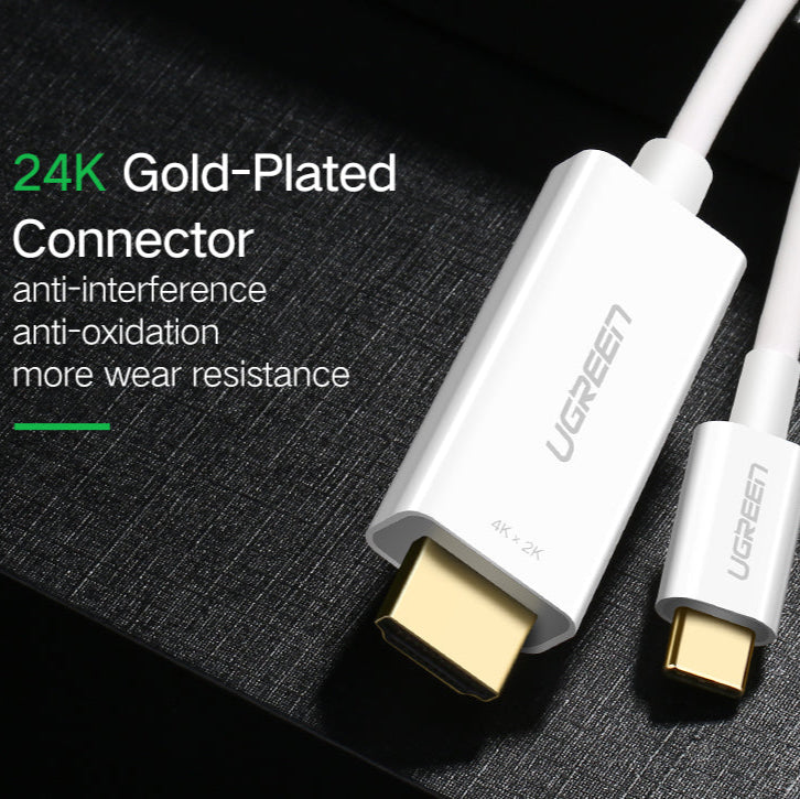 Ugreen USB-C Male to HDMI Female Adapter 4k@30Hz With 20cm Cable - White /40273