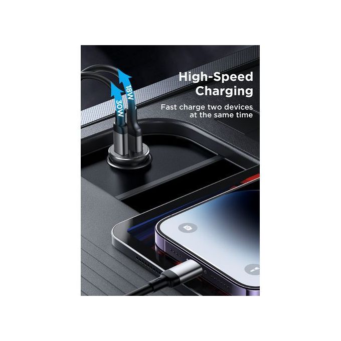 JoyRoom 30W USB A + USB C mini Metal Car Charger JR-CCN05