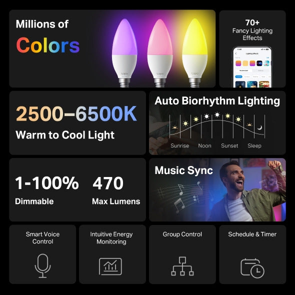 Tp-Link Tapo L430C(2-pack) | Smart Light Bulb, Multicolor