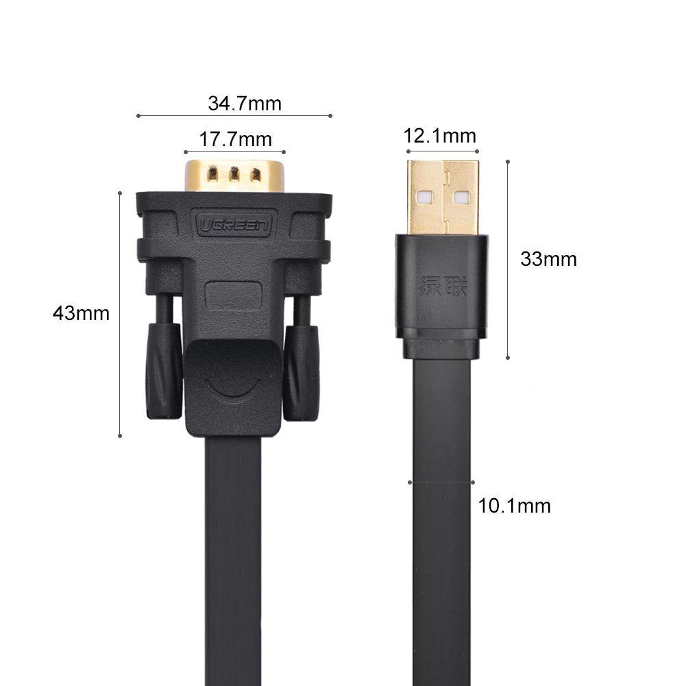 UGREEN USB 2.0 to DB9 RS-232 Adapter Flat Cable 2m - 20218