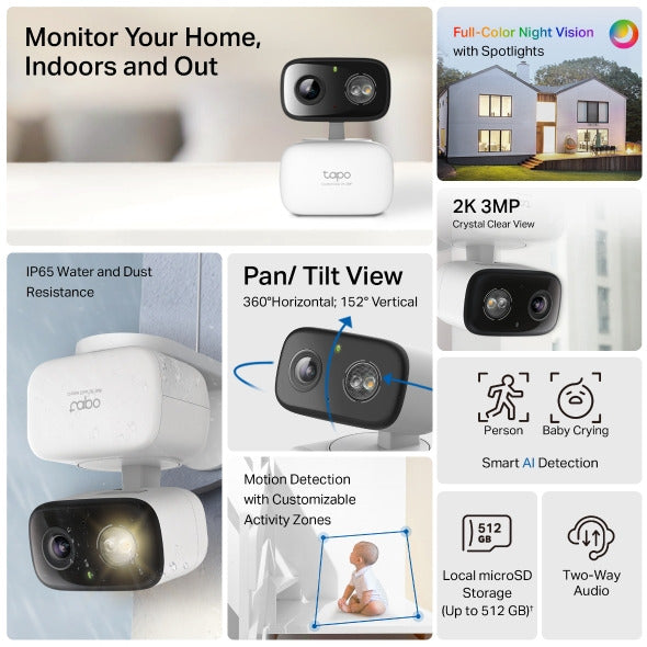 3mp Indoor/Outdoor Home Security Wi-Fi Camera | Tp-Link Tapo C216