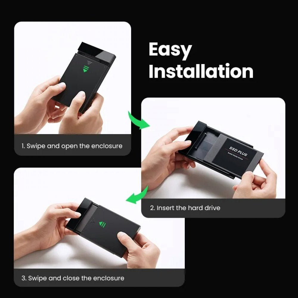 UGREEN USB 3.1 2.5″ Hard Drive Enclosure كابلات USB-A إلى USB-C وUSB-C إلى USB-C/ 60735