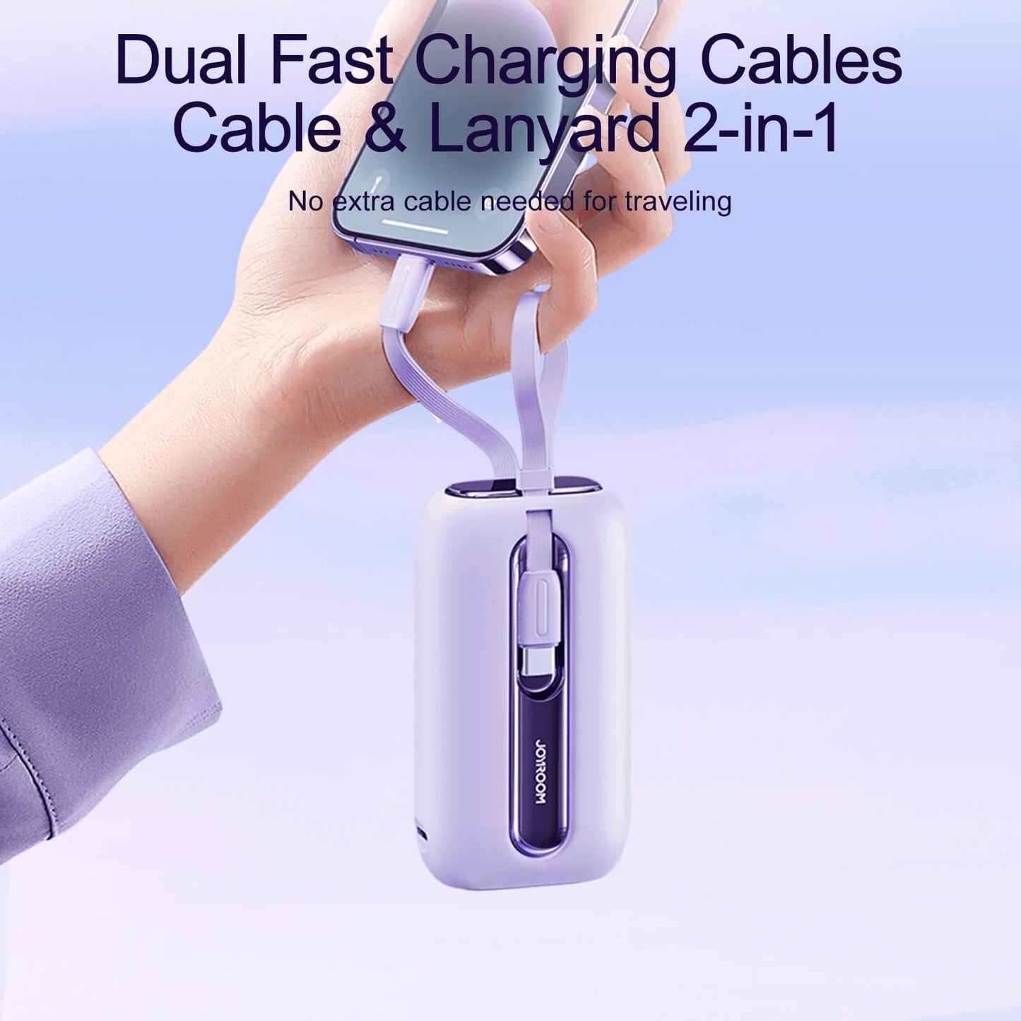 JOYROOM Mini Power Bank 22.5W 10000mAh with Dual Cables (Purple) / JR-L012