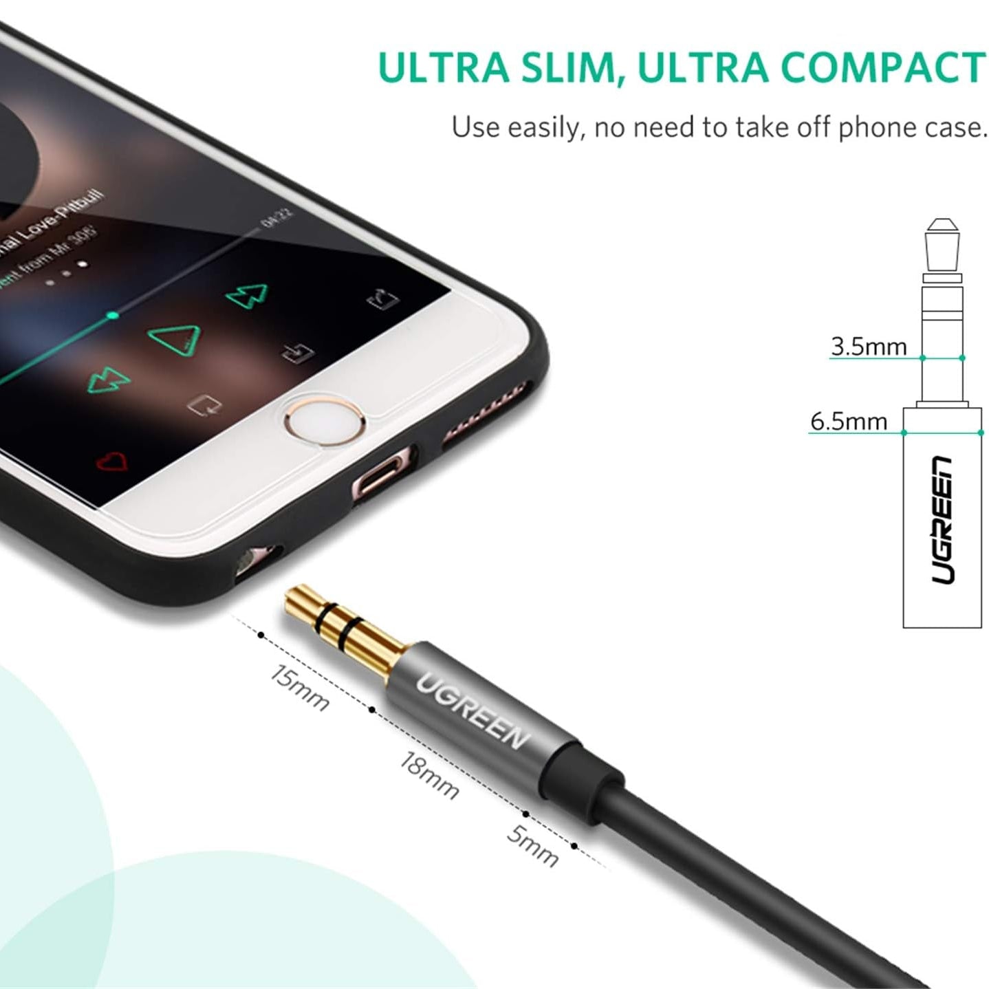Ugreen Cable 3.5 mm Mini Jack (male) / 3.5 mm Mini Jack (female) Black / AV118