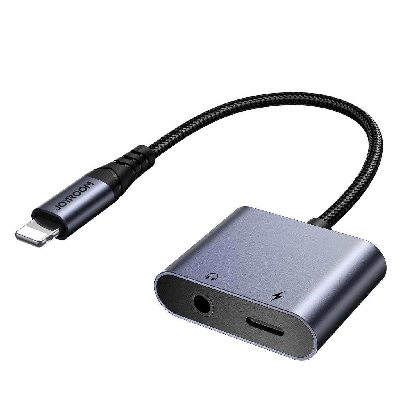 محول صوت 2 في 1 من JOYROOM SY-L01 لنقل الصوت من Lightning إلى 3.5 مم + Lightning - أسود