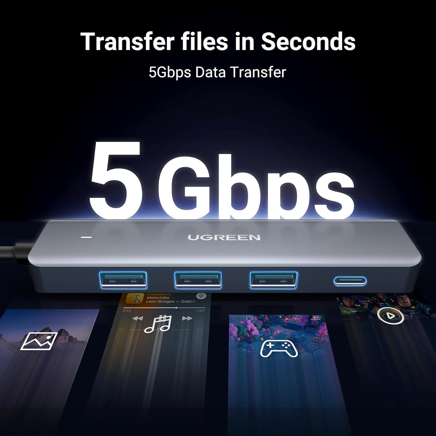 موزع USB من UGREEN مزود بـ 4 منافذ USB إلى USB C و3 منافذ USB A متعددة المنافذ / 15920