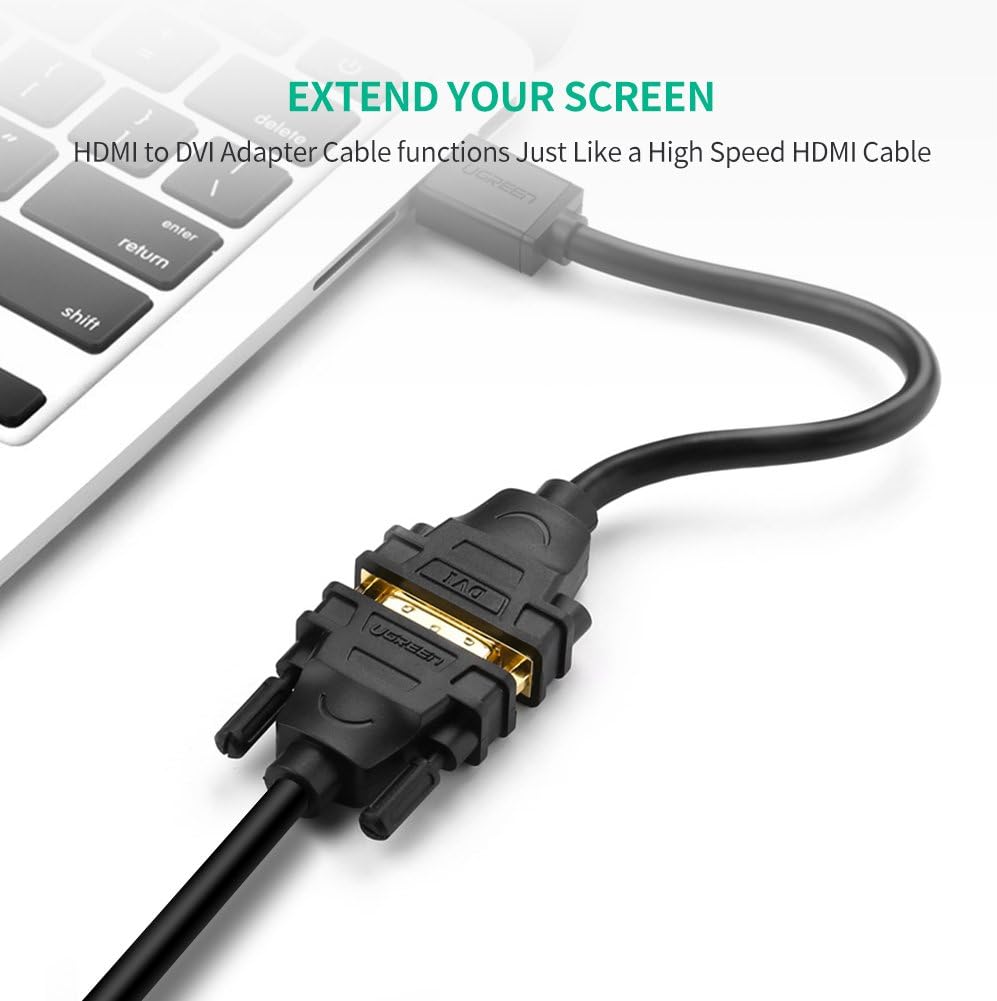 كابل محول HDMI ذكر إلى DVI أنثى من UGREEN بطول 22 سم (أسود) / 20136