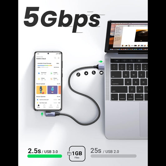 UGREEN Right Angle USB C Cable 3.0 Type C Charger 5Gbps/ 1Meter /US385 - 20299