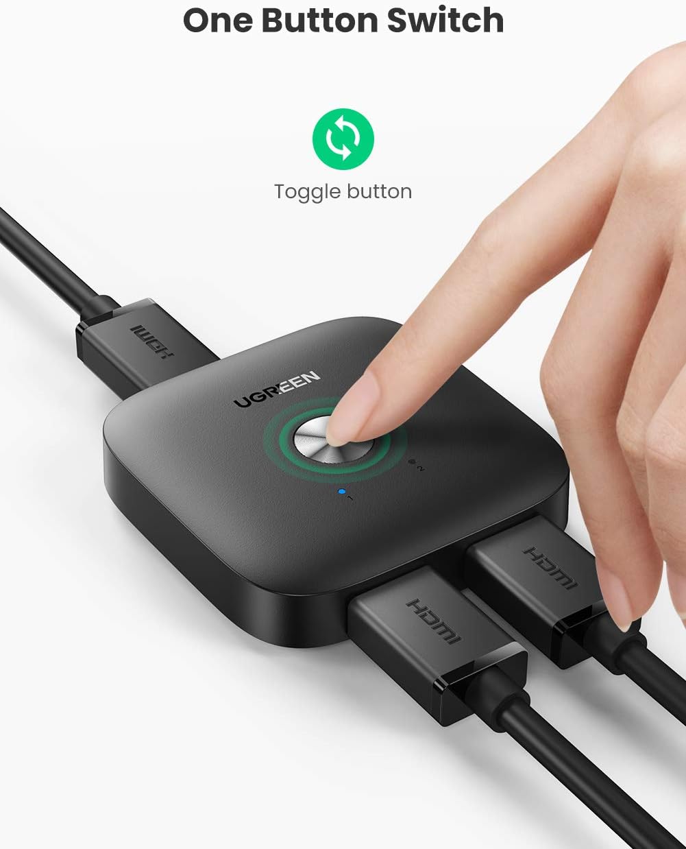 80126/ UGREEN محول HDMI 4K@60Hz 2 في 1 مخرج HDMI 2.0 يدعم سرعة عالية تبلغ 18 جيجابت في الثانية، ثلاثي الأبعاد، HDR، HDCP 2.2