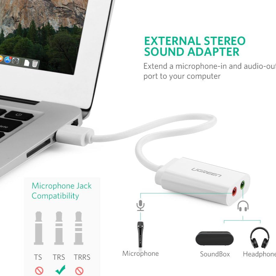 UGREEN USB to 3.5mm Headphone Audio Adapter / US205