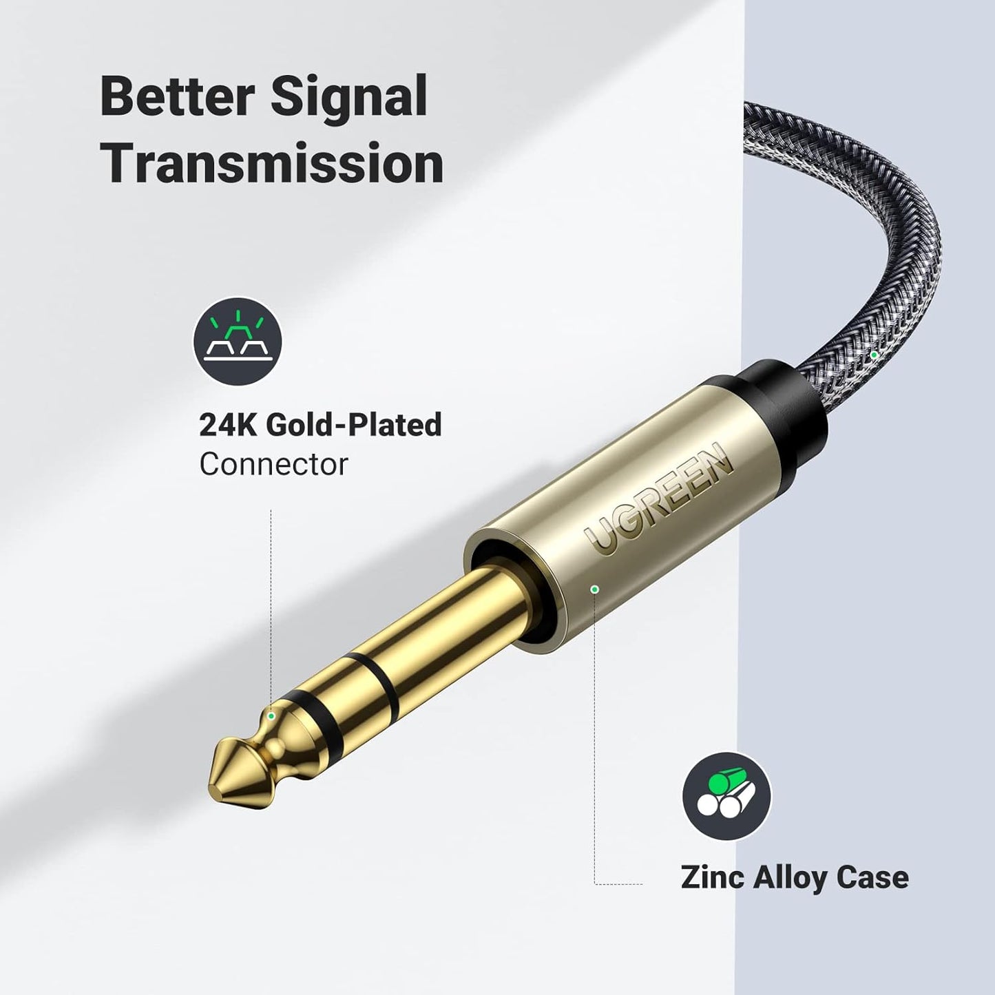 UGREEN Audio TRS Cable Mini Jack 3.5mm / Jack 6.35mm - Gray / AV127
