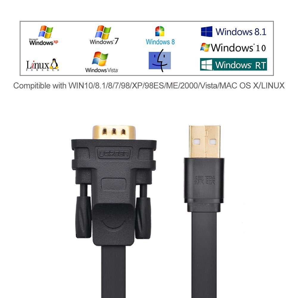 UGREEN USB 2.0 to DB9 RS-232 Adapter Flat Cable 2m - 20218