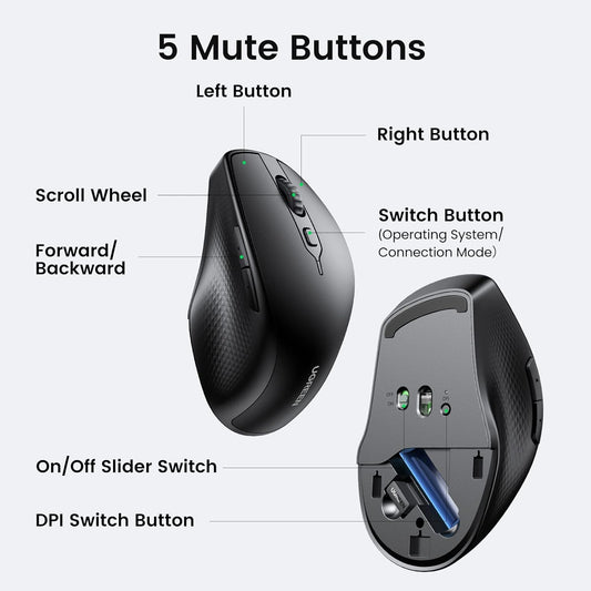 UGREEN Ergonomic Wireless & BLT Mouse / MU101
