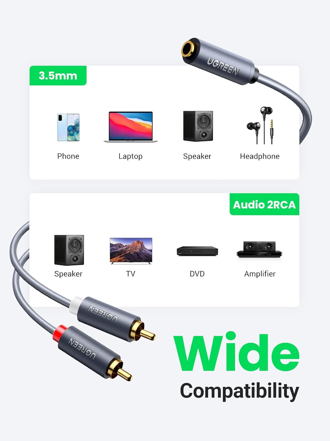 UGREEN Audio Mini Jack Cable 3.5mm (female) - 2RCA (male) /AV102