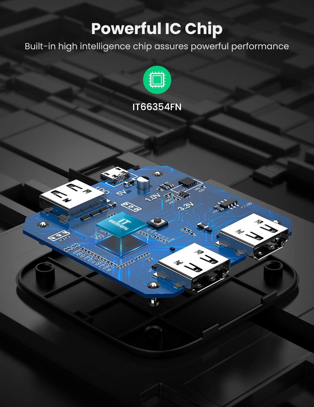 80126/ UGREEN محول HDMI 4K@60Hz 2 في 1 مخرج HDMI 2.0 يدعم سرعة عالية تبلغ 18 جيجابت في الثانية، ثلاثي الأبعاد، HDR، HDCP 2.2