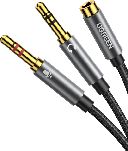 UGREEN 3.5mm Female to 2 Male Audio Cable Aluminum Case (Black)/ 20899
