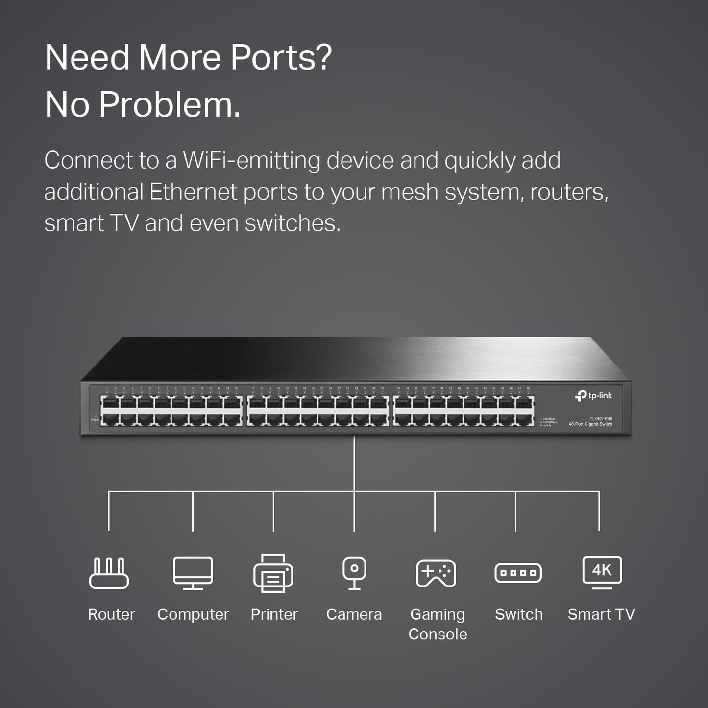 مفتاح TP-Link Gigabit مثبت على الرف بـ 48 منفذًا / TL-SG1048