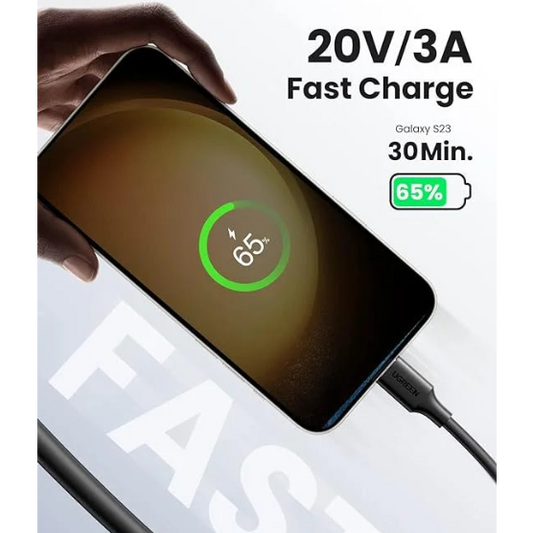 UGREEN USB-C 2.0 Male To USB-C 2.0 Male 3A Data Cable (Black) / US286