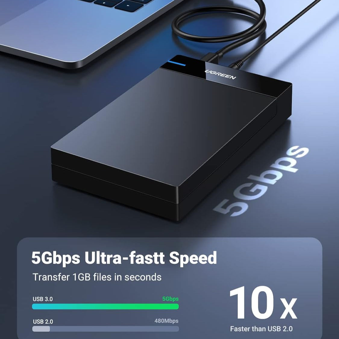 صندوق محرك الأقراص الصلبة UGREEN USB 3.0 مقاس 3.5 بوصة بمقبس الاتحاد الأوروبي / 50422