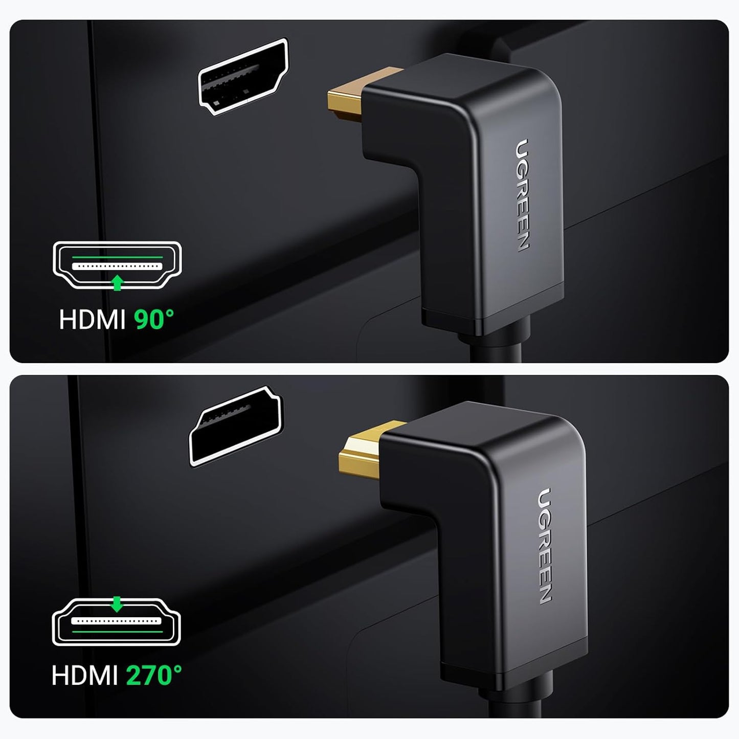 كابل HDMI من UGREEN بزاوية قائمة، سلك HDMI 4K عالي السرعة، 4K@60Hz / HD103