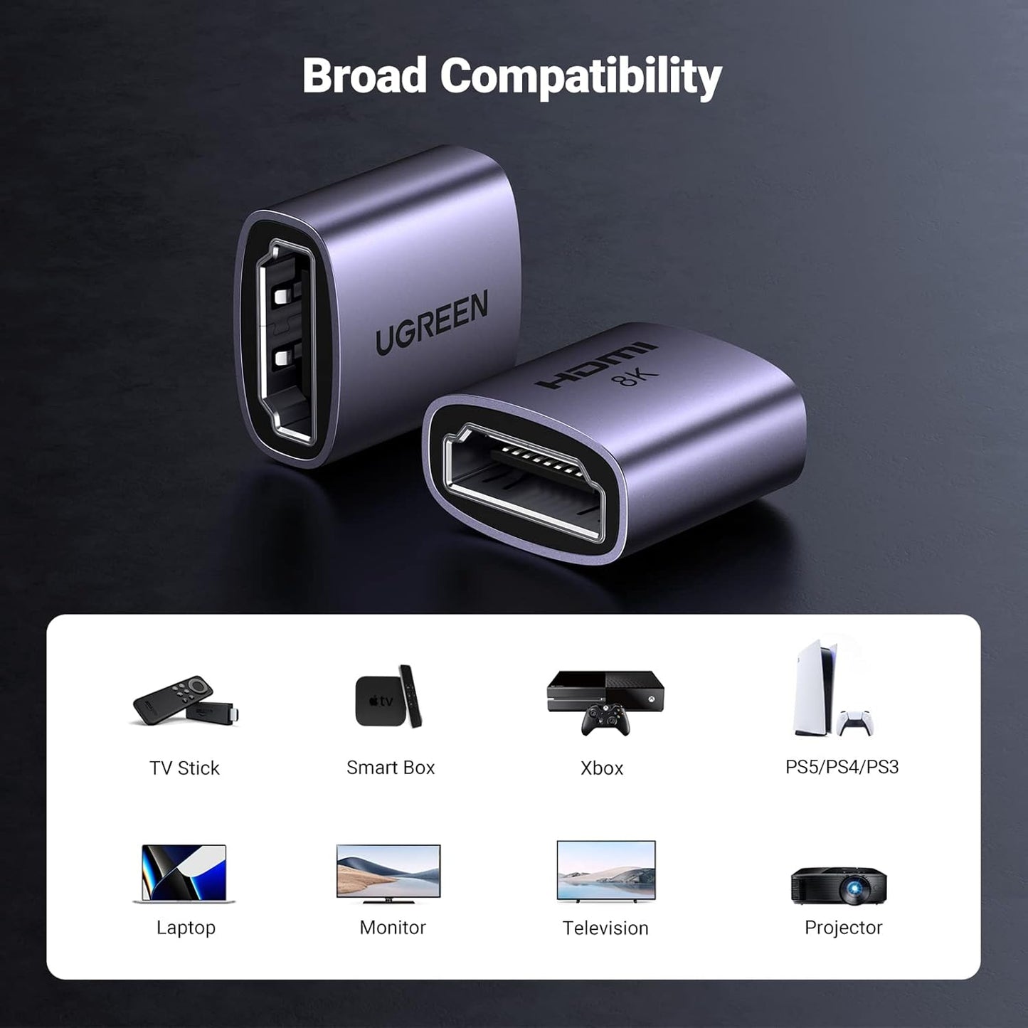 محول يوجرين HDMI 8K أنثى إلى أنثى، قطعة واحدة / 90592
