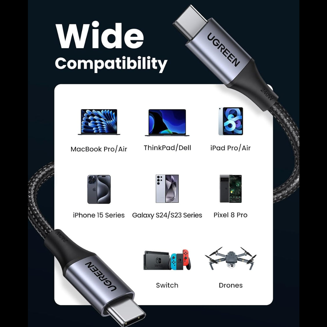 Ugreen USB-C to USB-C PD 3.1 (240W Max) Charger Cable / US535