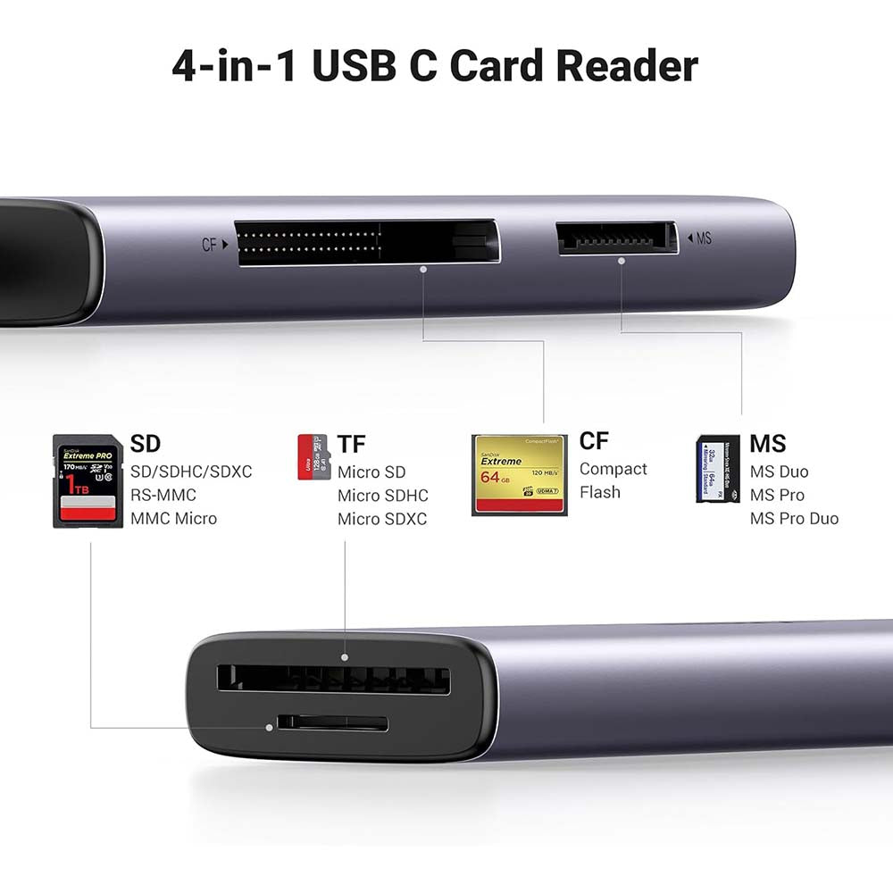 UGreen 4 in 1 USB-C Card Reader High Speed (SD , TF , CF , MS ) / 15307