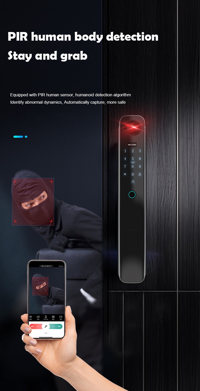 قفل باب ذكي بتقنية التعرف على الوجه ثلاثي الأبعاد/مكالمة فيديو/فتح عن بعد-SE40