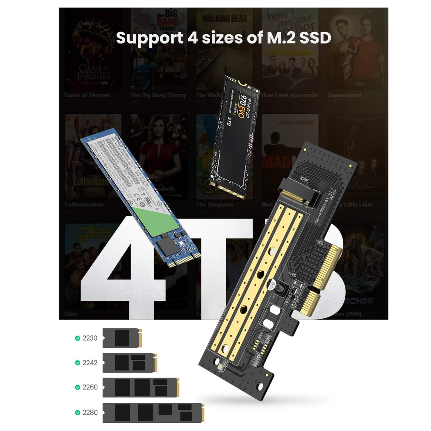 Adapter UGREEN PCIe 3.0 x4 to M.2 NVME / 70503