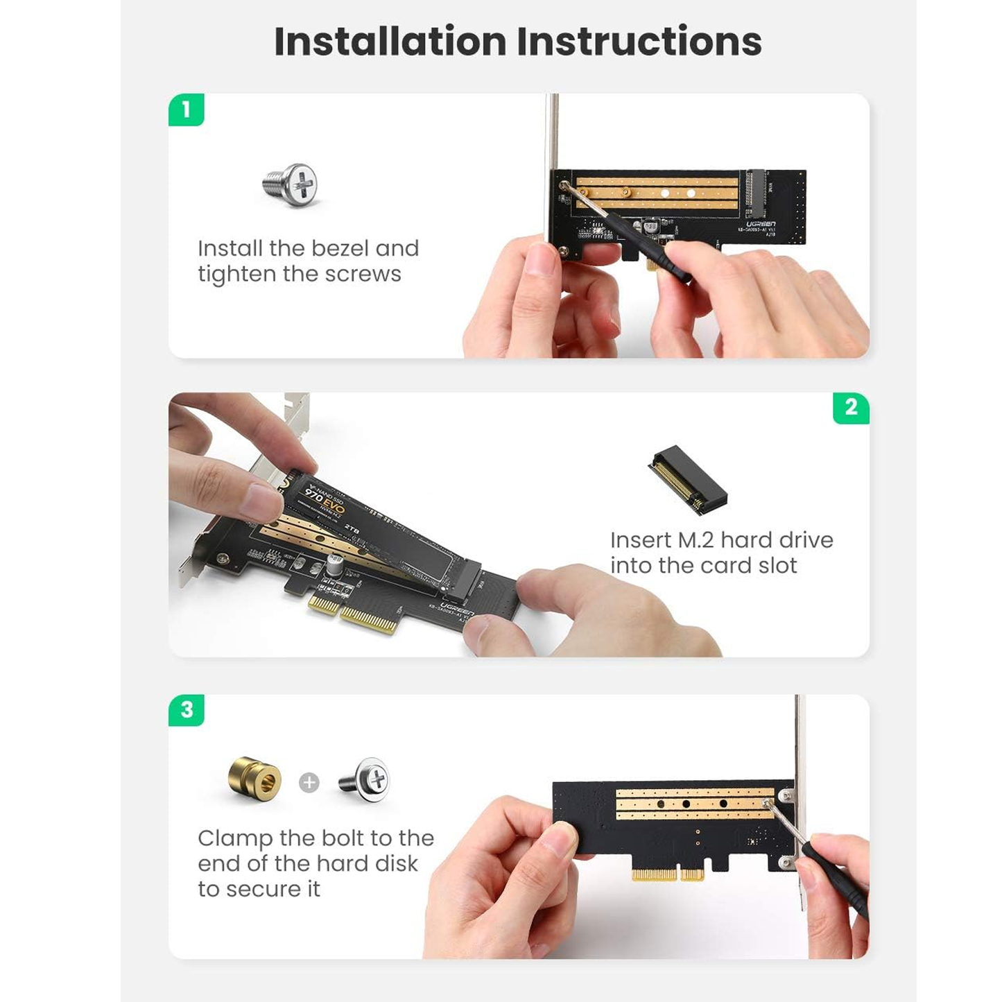 Adapter UGREEN PCIe 3.0 x4 to M.2 NVME / 70503