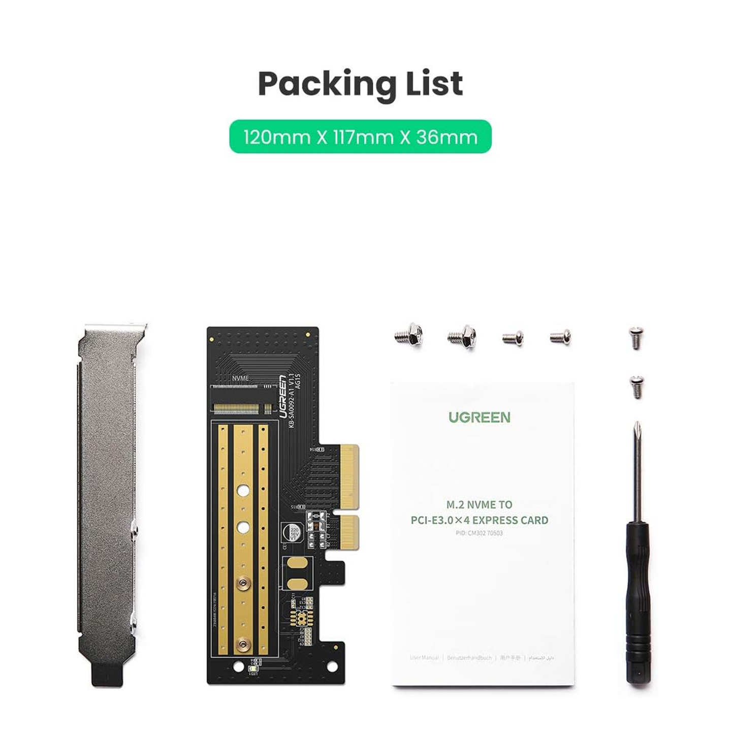Adapter UGREEN PCIe 3.0 x4 to M.2 NVME / 70503