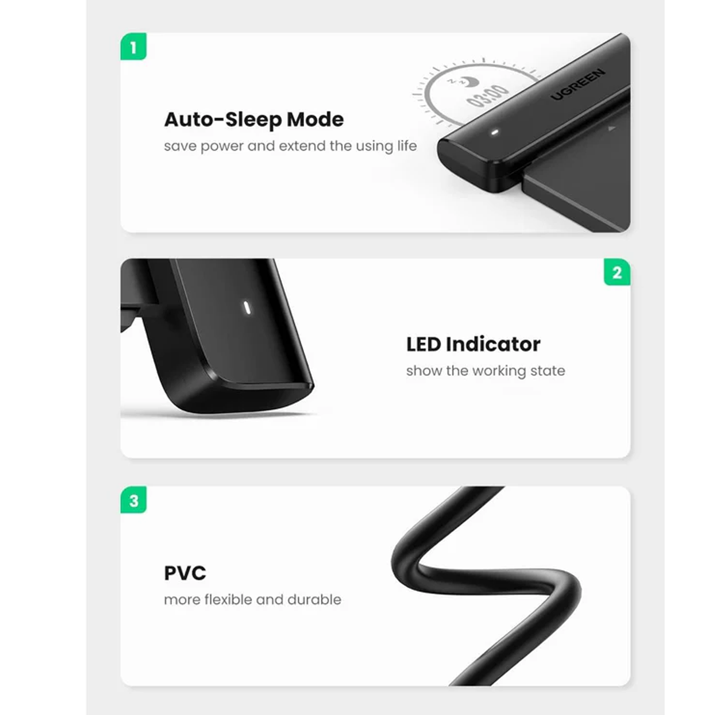 كابل قارئ القرص الصلب الخارجي USB C إلى Sata من UGREEN، مجموعة نقل قرص SSD مقاس 2.5 بوصة /70610