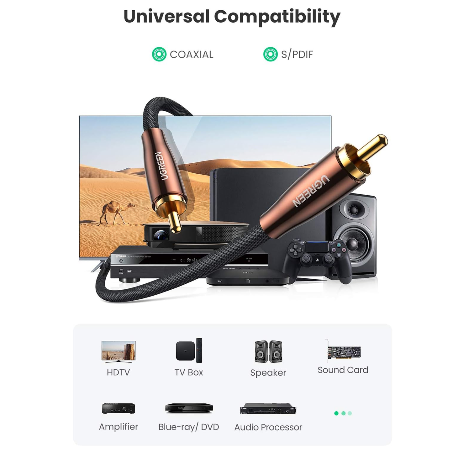 UGREEN RCA Coaxial Cable Copper Case Braided 1M / 70684
