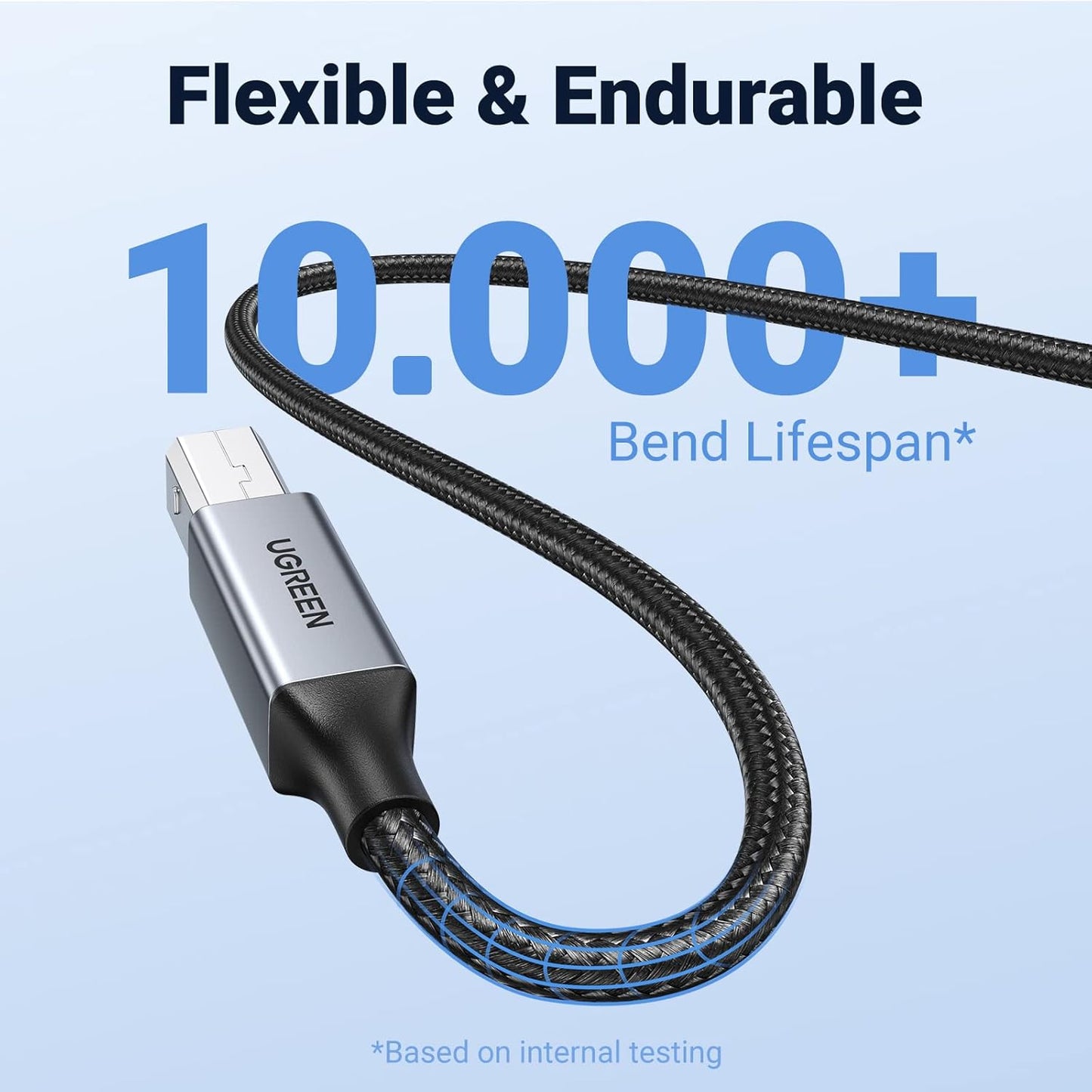 Ugreen Case USB A Male to USB B 2.0 Printer Cable with Braid Black /US369