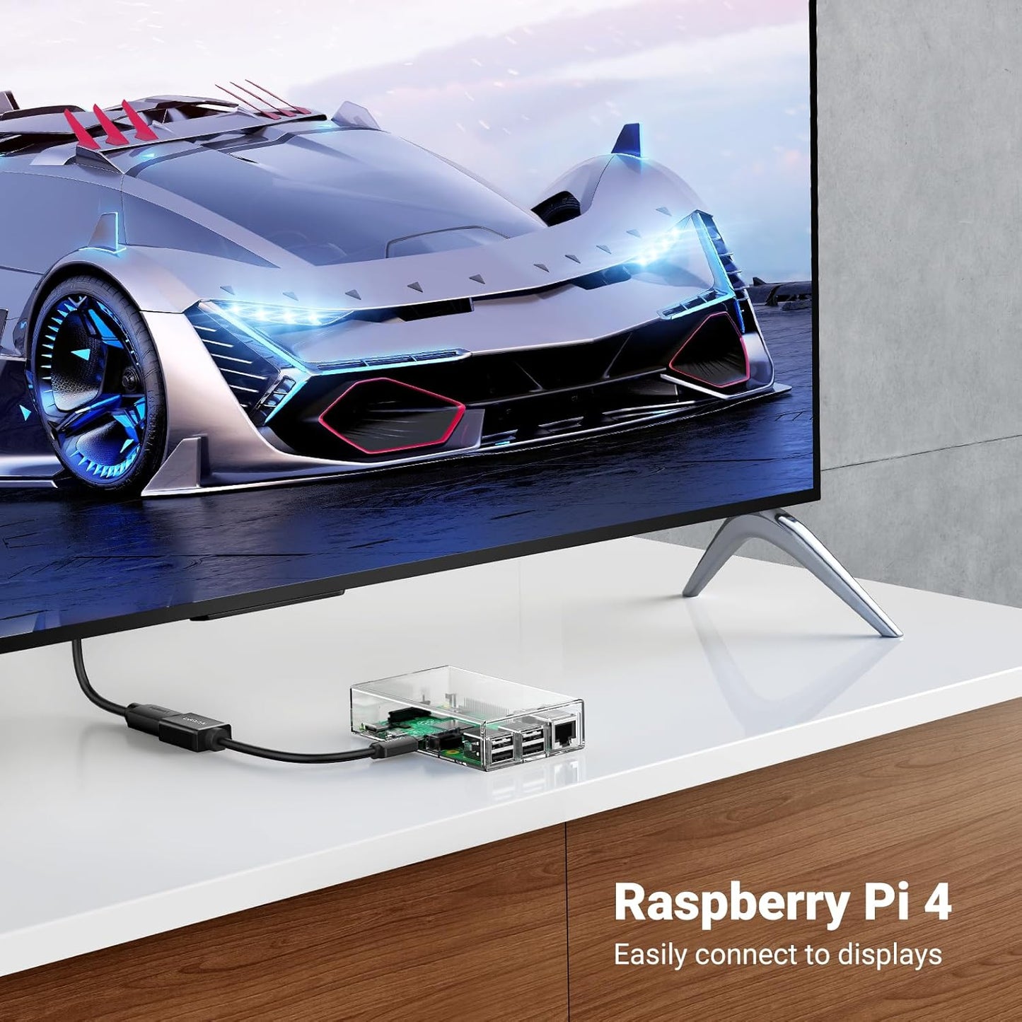 كابل محول مايكرو HDMI ذكر إلى HDMI أنثى من يوجرين بطول 22 سم (أسود) / 20134