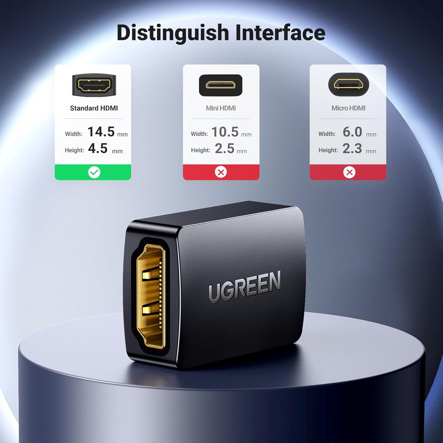 محول HDMI أنثى إلى أنثى من UGREEN (أسود) / 20107