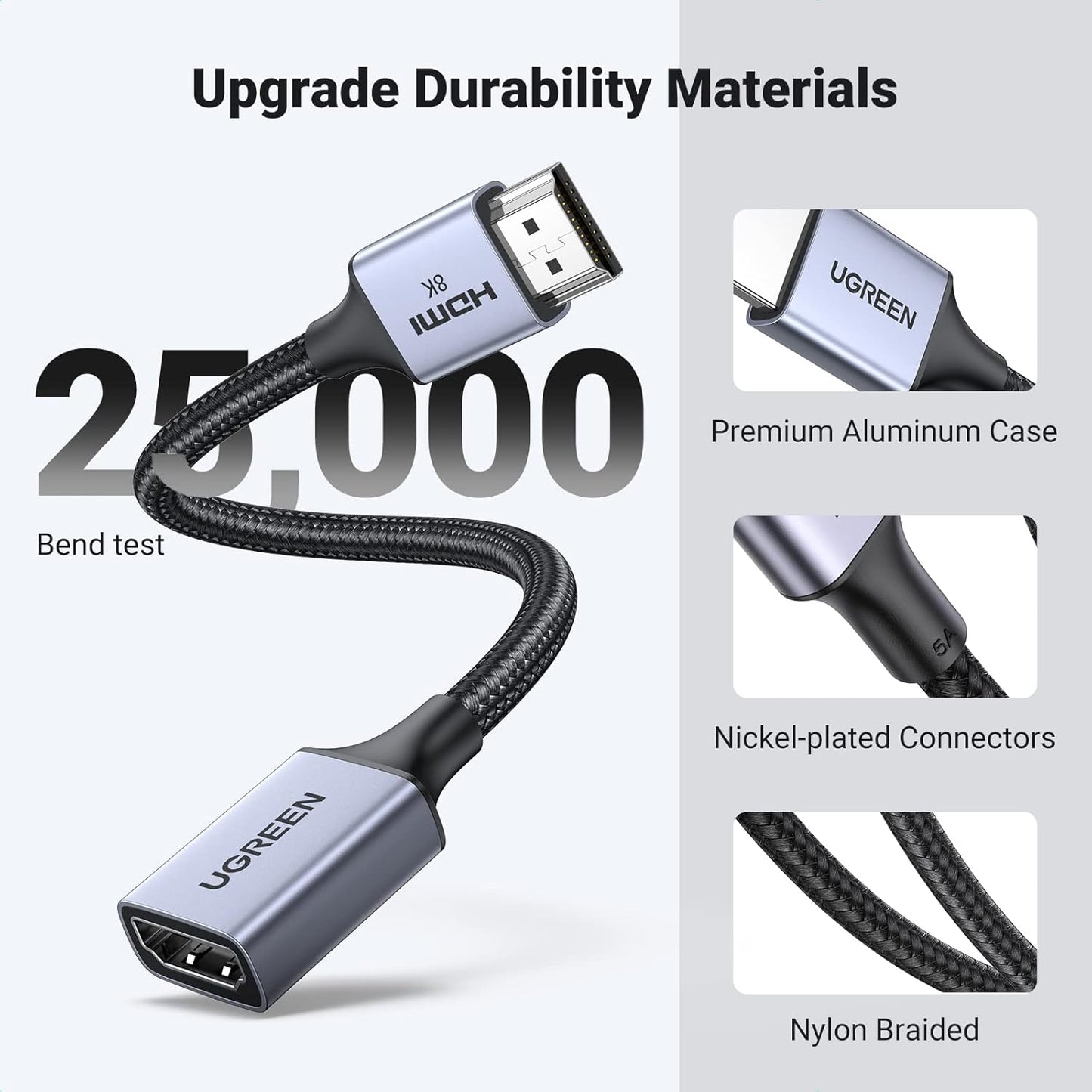 كابل UGREEN HDMI (ذكر) / HDMI (أنثى) 8K بطول 0.15 متر /HD165-15518