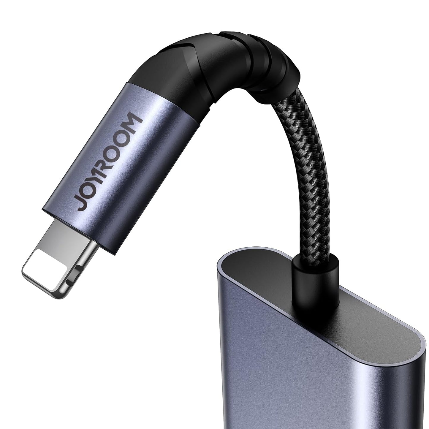 محول صوت 2 في 1 من JOYROOM SY-L01 لنقل الصوت من Lightning إلى 3.5 مم + Lightning - أسود